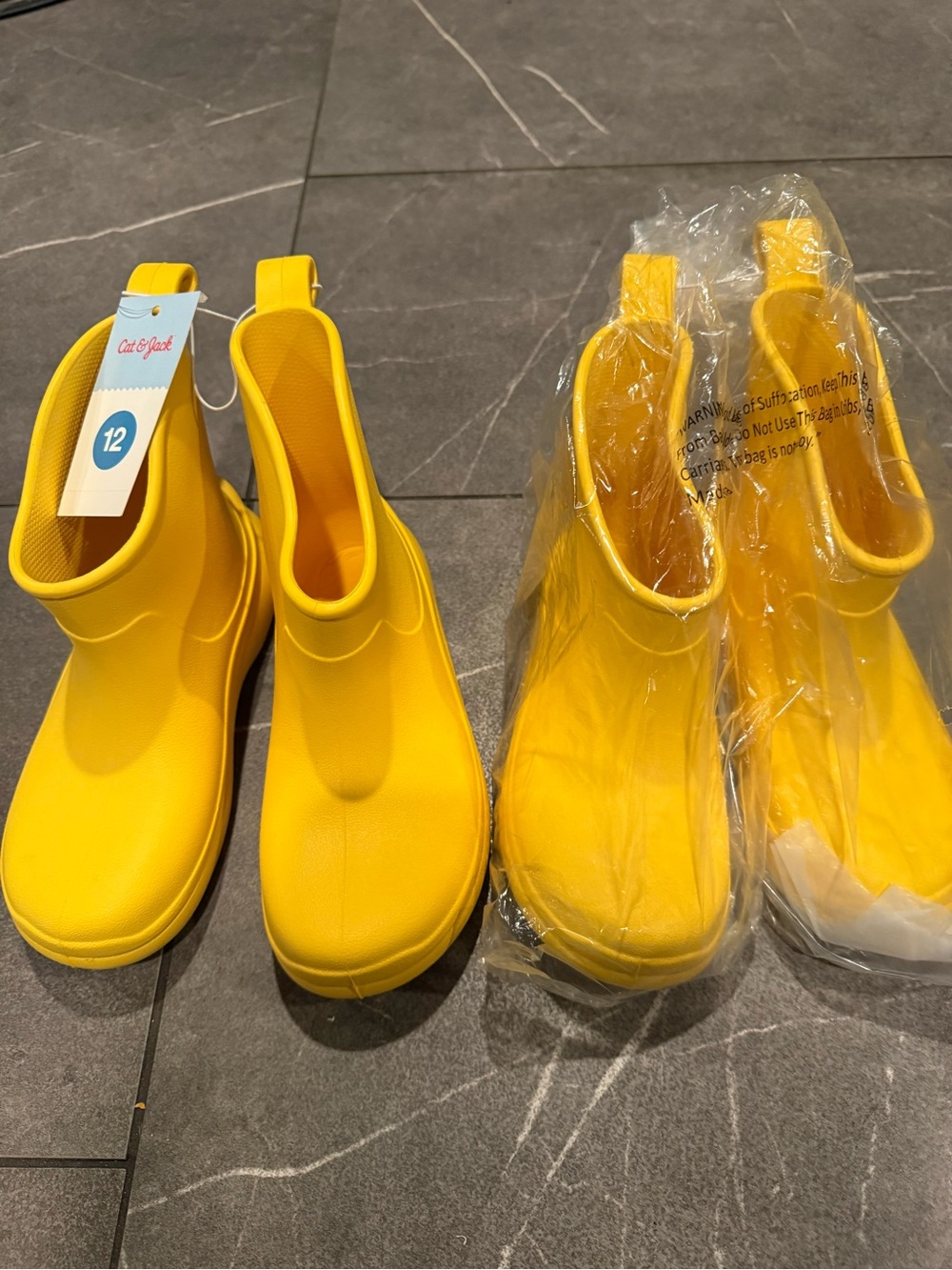 Cat & Jack Bright Yellow Kids Waterproof Rain & Snow Boots